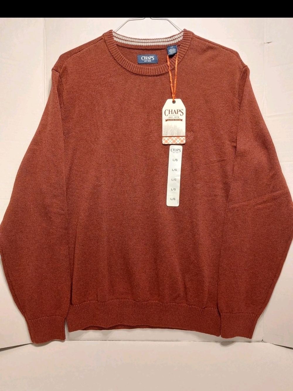 Chaps Men's Crewneck Sweater in Rust Brown